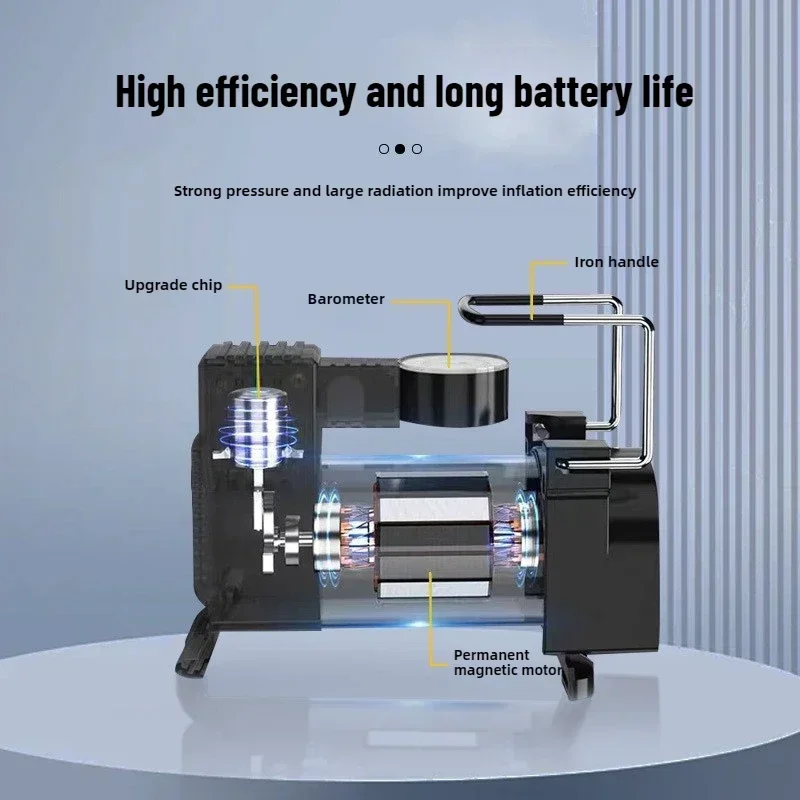 12V Car Tire Pump Cylinder Power System Car Electric Air Pump Heavy Duty Deluxe Portable Metal Air Compressor Car Tyre Inflator