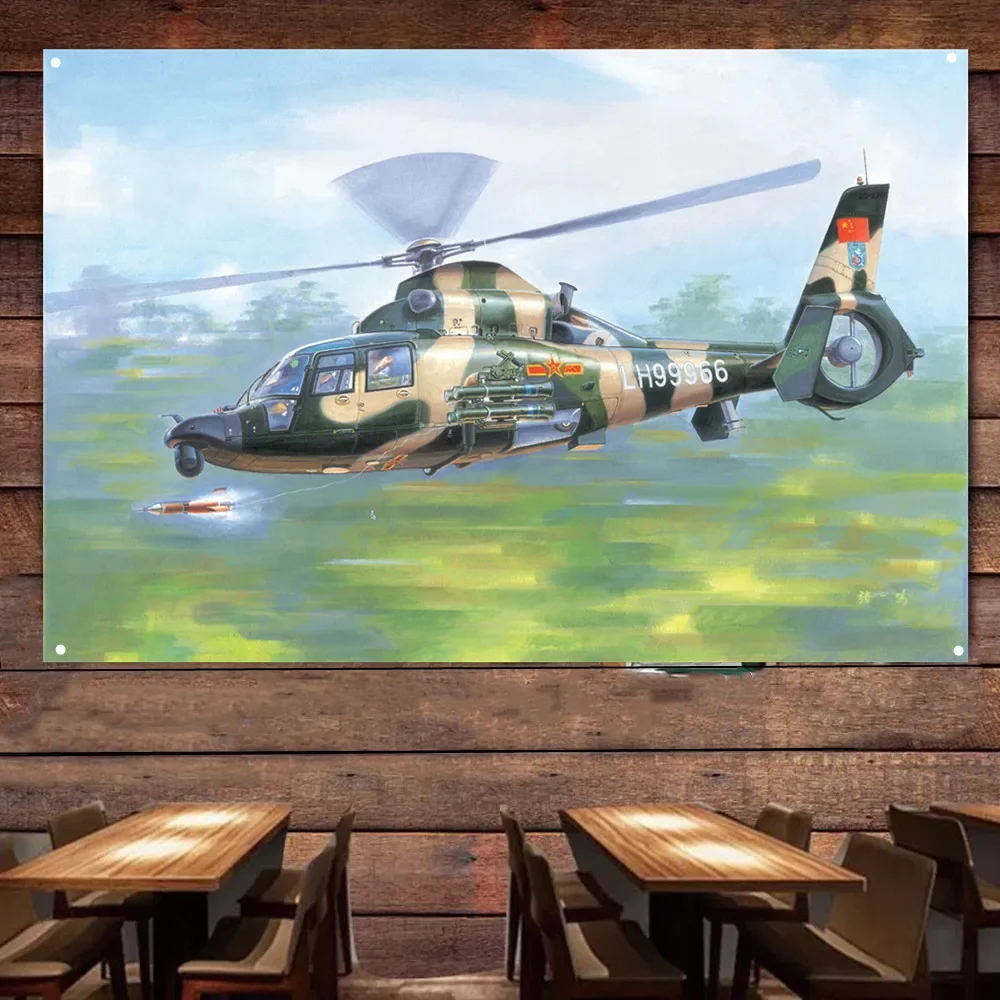 Z-9WA Attack Helicopter Poster Air Force Military Banner & Flag - Collectible Art Works Gift By Army Fans - Aviation Art Decor