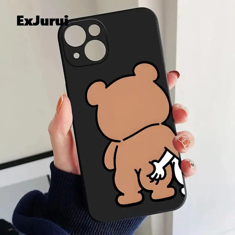 Funny Bear Bunny Couple Phone Case for IPhone 14 13 12 11 Pro XS Max Mini 7 8 14 Plus SE2 X XR Shockproof Cover Capa Fundas Skin