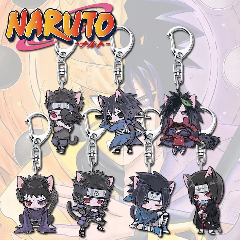 Uchiha Itachi Anime Keychain Women Naruto Acrylic Key Chain Man Uchiha Sasuke Key Ring Pendant Ornament Accessories Friend Gift