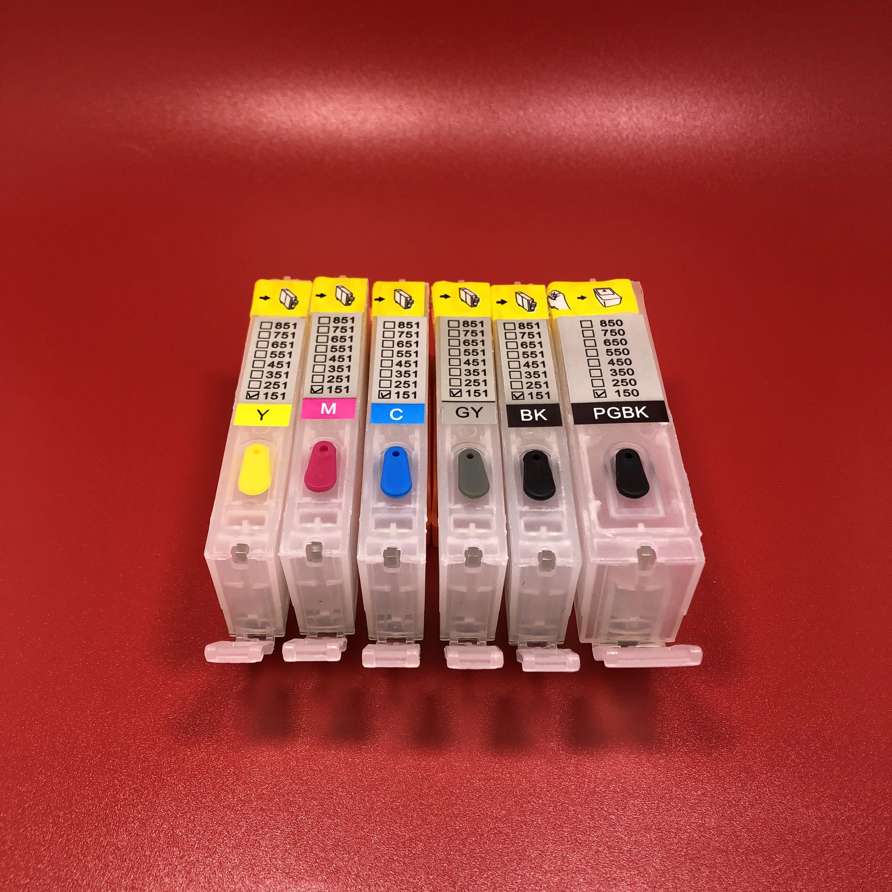 6Color Empty Refillable Ink Cartridge with ARC for PGI-150 CLI-151 PGI150 CLI151 for Canon PIXMA MG6310 MG7110 iP8710 MG7510