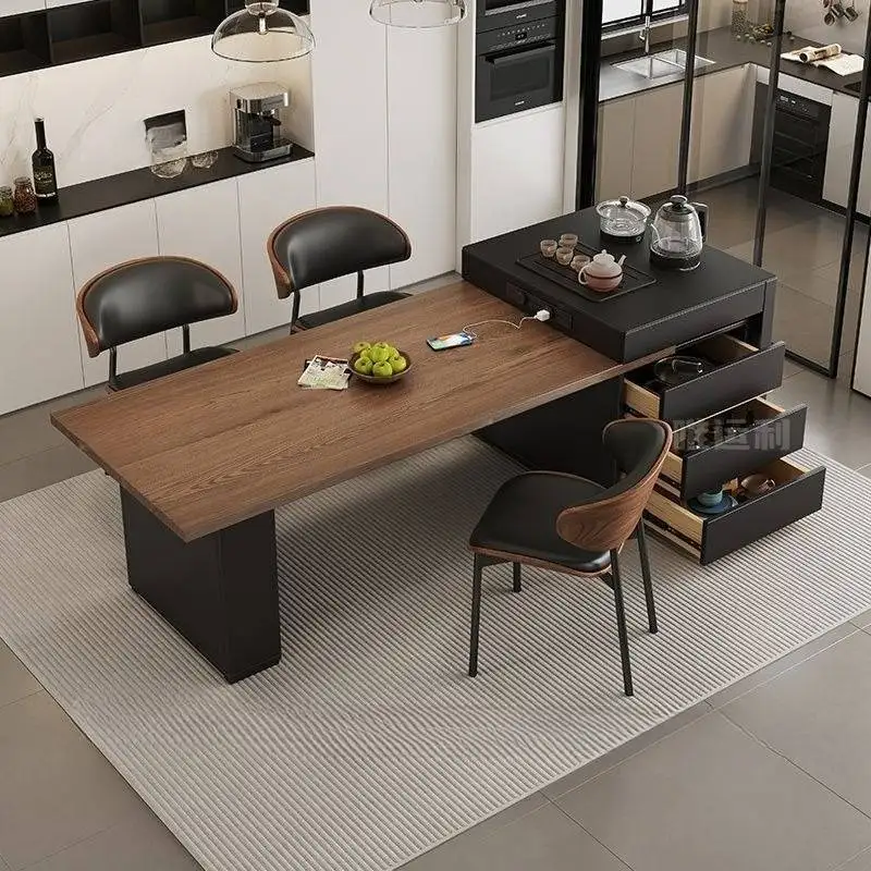 Luxury Black Dining Table Extendable Kitchen Living Room Dining Table Restaurant Modern Nordic Mesas De Jantar Furniture Home