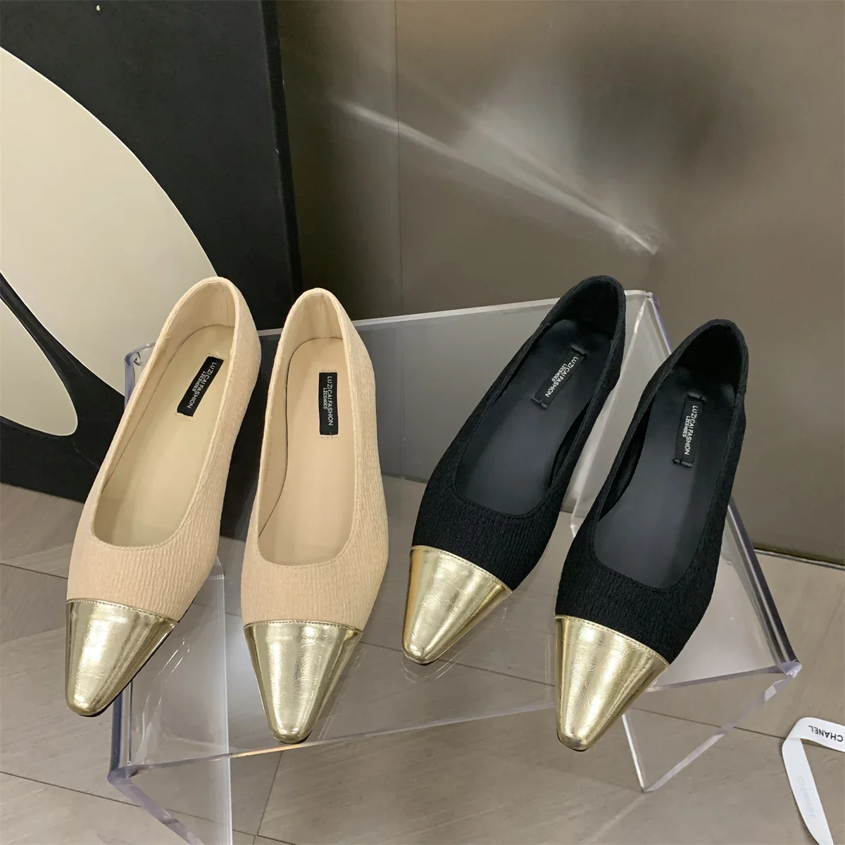 2025 الربيع والخريف موضة جديدة الفم الضحلة تنوعا وأشار حذاء مسطح مريح لينة وحيد أحذية نسائية عادية #4