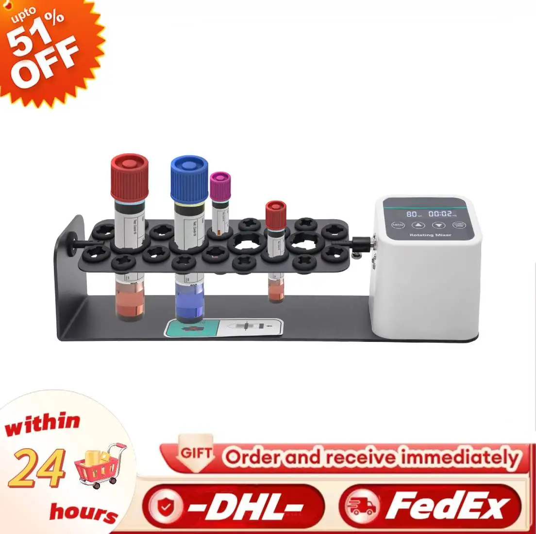 

20W Digital Long Axis Rotating Mixer Shaker, RML-80PRO Vertical Chemical Tube Mixer,disk Blender Experiment 20-80RPM for Tests