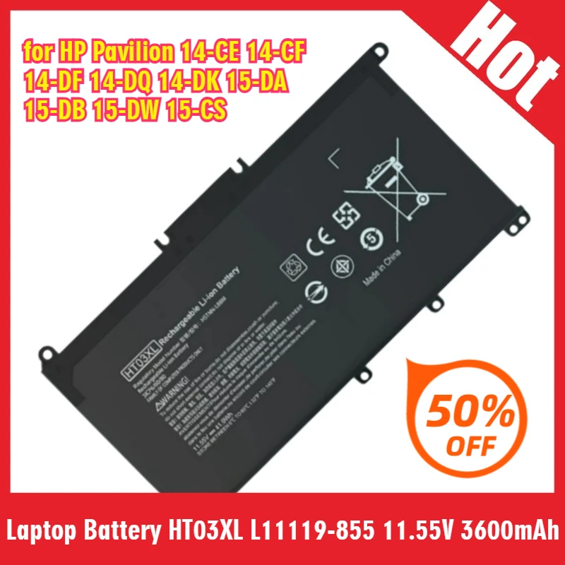 

New Laptop Battery HT03XL L11119-855 11.55V 3600mAh for HP Pavilion 14-CE 14-CF 14-DF 14-DQ 14-DK 15-DA 15-DB 15-DW 15-CS