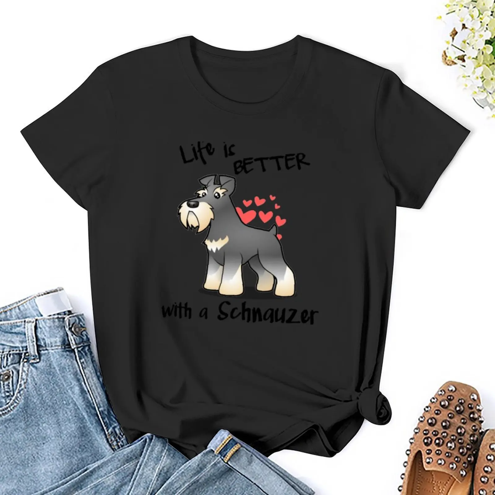 Life's better with a Schnauzer T-Shirt oversized cute clothes summer top ariat shirts for Women image 5