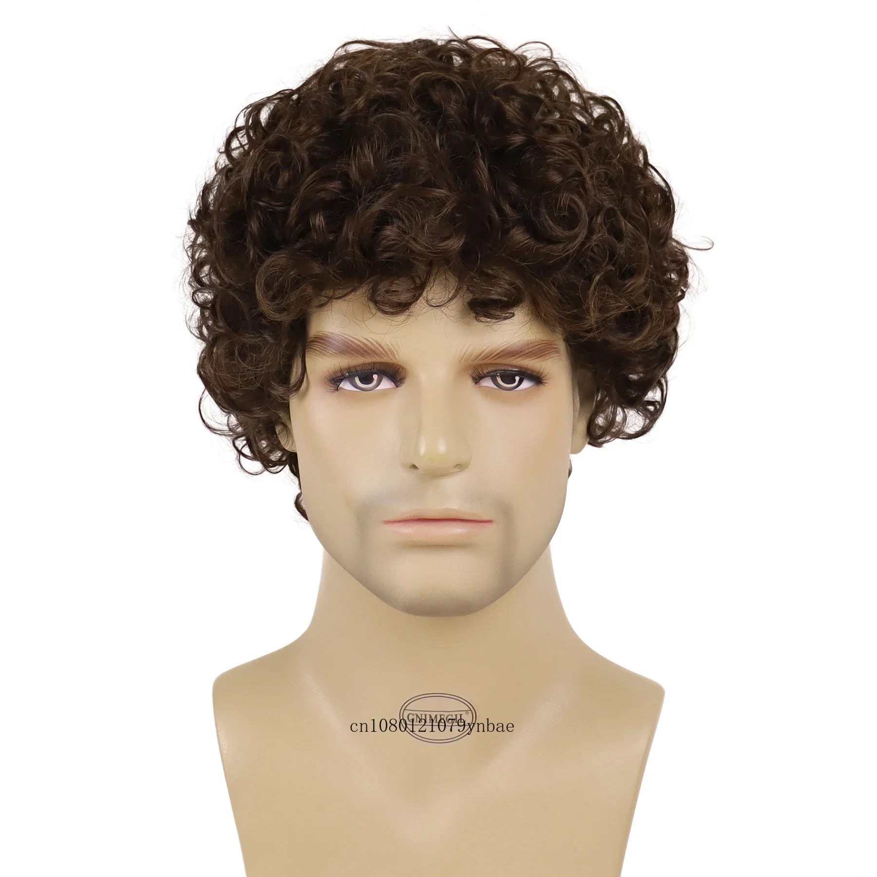 Brown Afro Curly Synthetic Hair Wig for Men Male Short Fancy Funny Wigs High Temperature Fiber Daily Cosplay Party Halloween