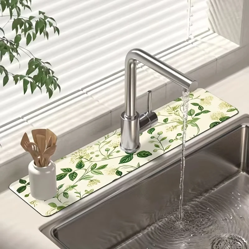 VIKAMA Kitchen Faucet Water Storage Basin Washstand Instant-Drying Anti-Mildew Countertop Waterproof Pad Home Decoration