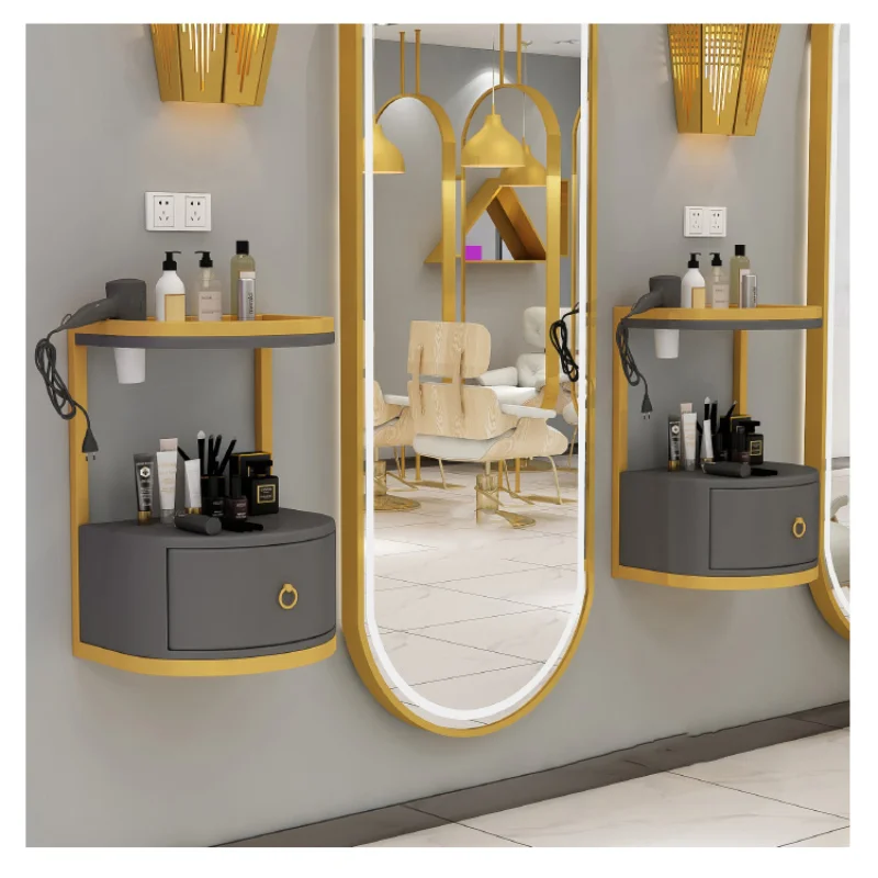 Modern Wall-mounted Salon Trolleys Hair Salon Tool Trolley Barber Shop Tool Cabinet Salon Wall Storage Hair Cutting Cabinet Z