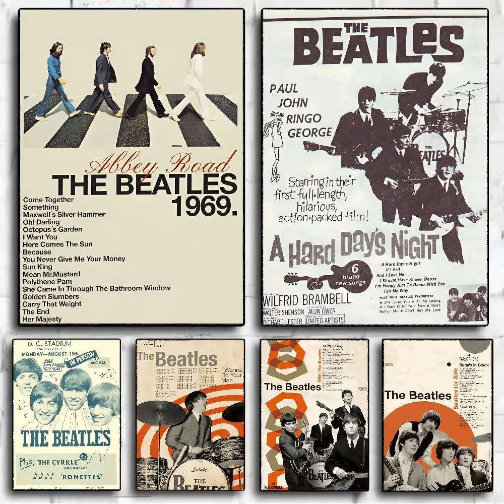 T-The-B-Beatles Rock Band DIY Sticky Poster Waterproof Paper Sticker Coffee House Bar Stickers Wall Painting