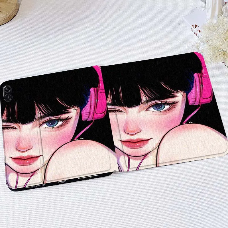 

Beautiful Girl Illustration Cover For Huawei MatePad M5 T5 SE 11 Pro Honor Tab 5 V7 V8 X9 GT 10.1 10.8 Inch Tablet Case