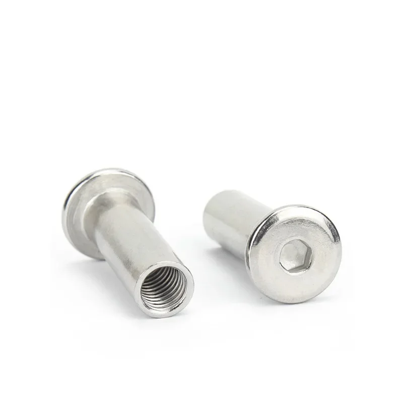 M2 M3 M4 M5 M6 M8 M10 304 Stainless Large Flat Hex Hexagon Socket Furniture Rivet Connector Insert Joint Sleeve Cap Nut