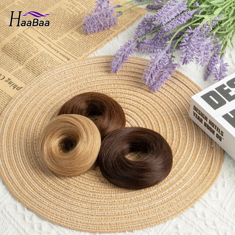 Moño desordenado pieza de cabello humano, moño de Chigon, pieza de cabello liso para mujeres, Scrunchies de cabello Real, piezas de cabello Updo, extensión de moño, 30g