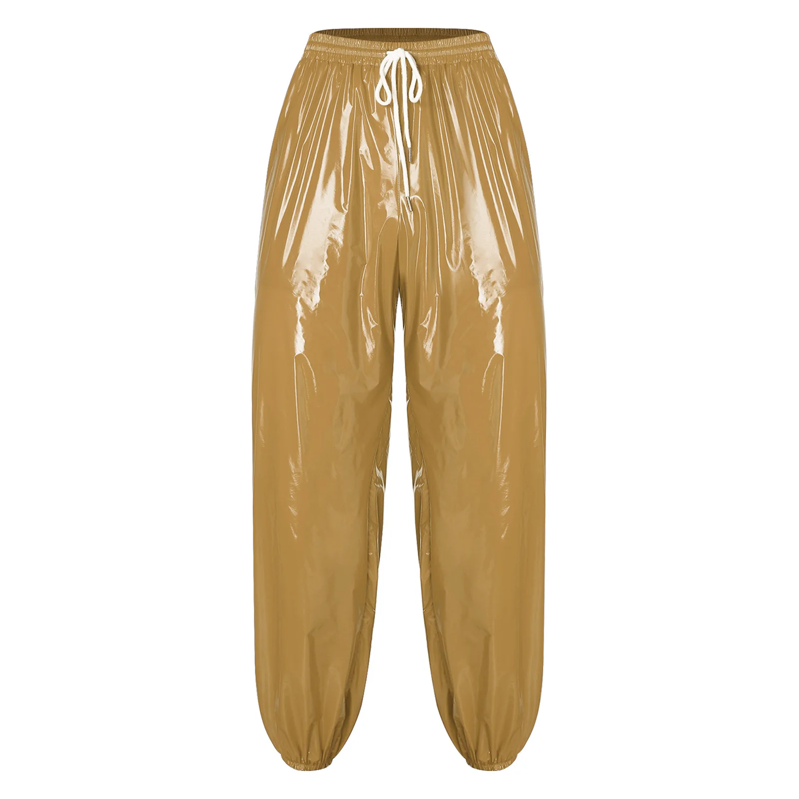 Waterdichte joggingbroek voor heren, glanzende Y2K-broek met trekkoord, elastische tailleband, zijzakken, baggy, glanzende broek, hiphopbroek - afbeelding 1