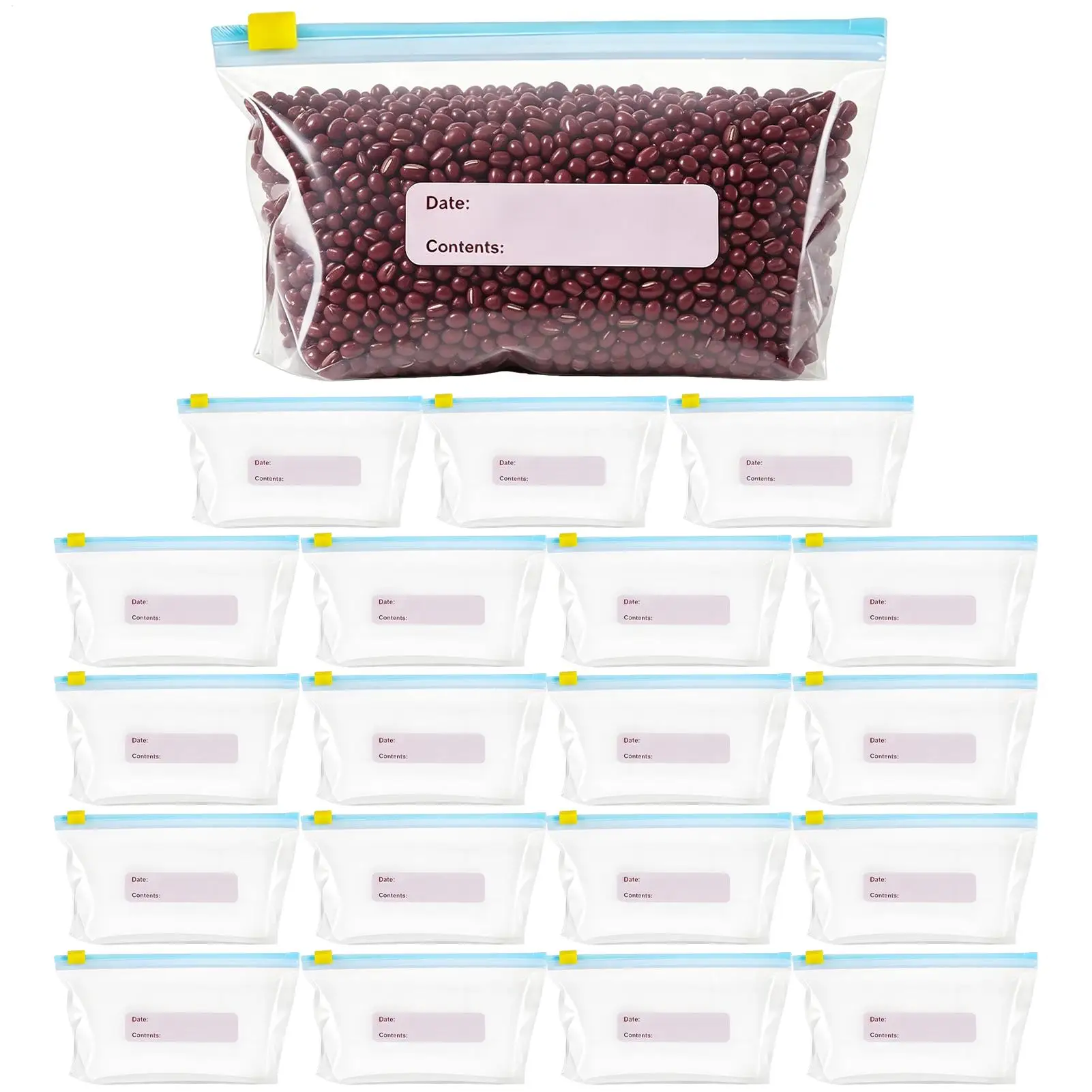 Reusable Zipper Bag Leakproof Resealable Clear Sandwich Bags Freezer Pouch Reusable Food Storage Bag for Home Kitchen 15/20pcs