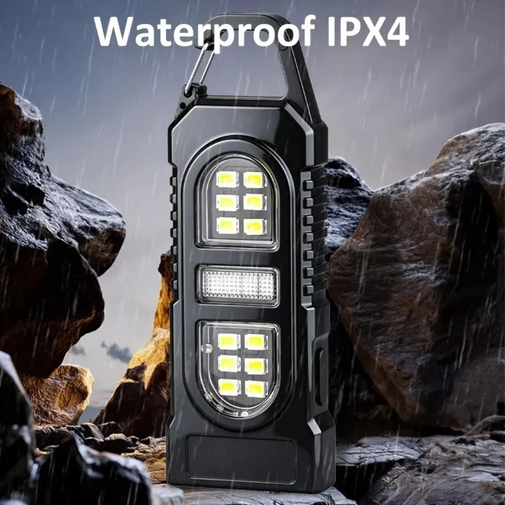 Waterproof COB Keychain Flashlight Portable High Bright LED Torch Lamp With Clip USB Rechargeable Warning Light Repair Work