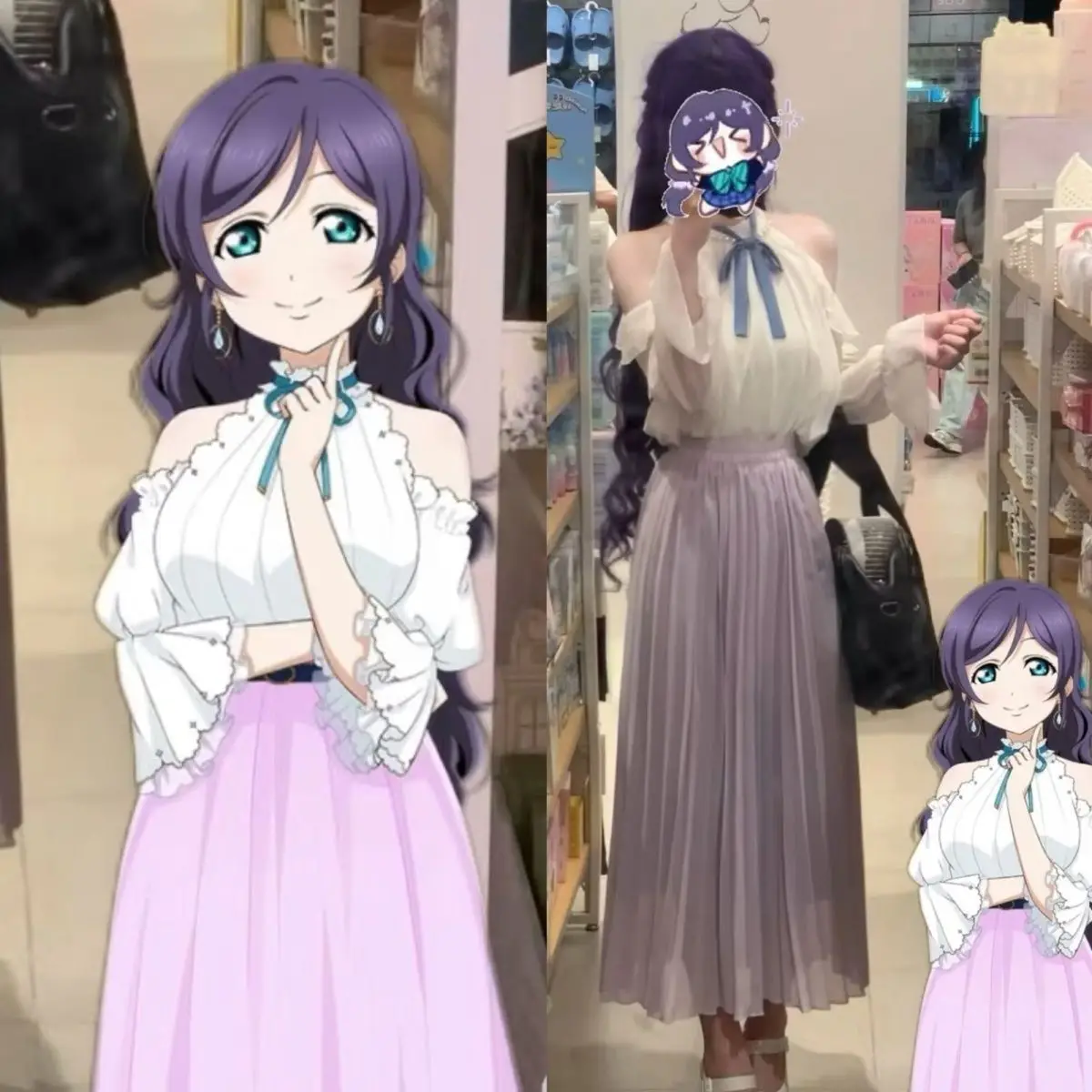 

Japan Love Live Muse Tojo Nozomi'S Same Style Suit Chiffon Shirt Top Purple Skirt A Set Of Cos Clothing