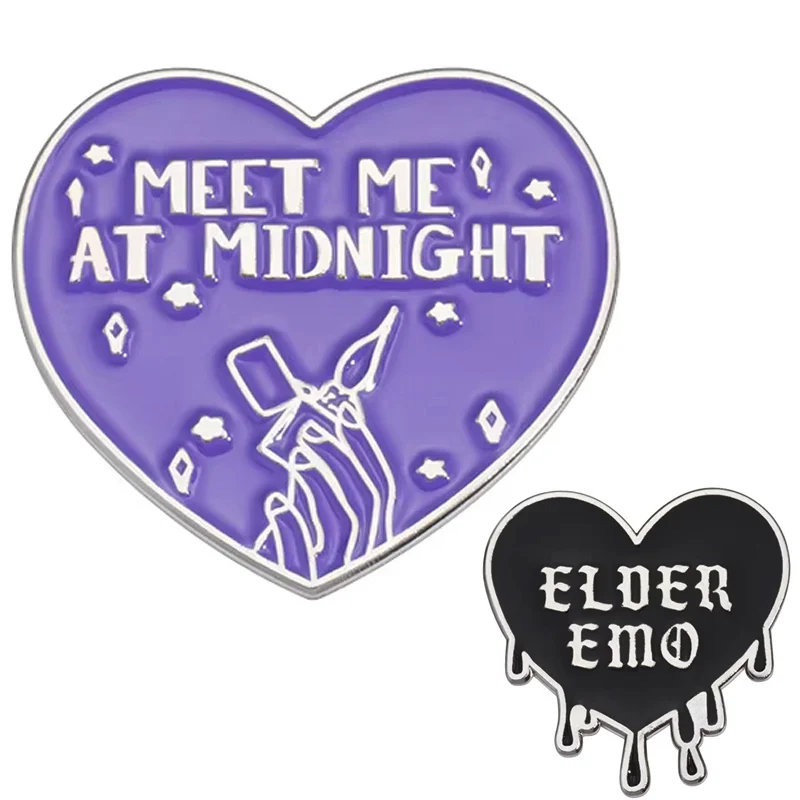 Meet Me At Midnight Music Album Midnights Enamel Pins Gothic Black Heart Emo Creepy Brooches Lapel Badge Jewelry Friends Gifts