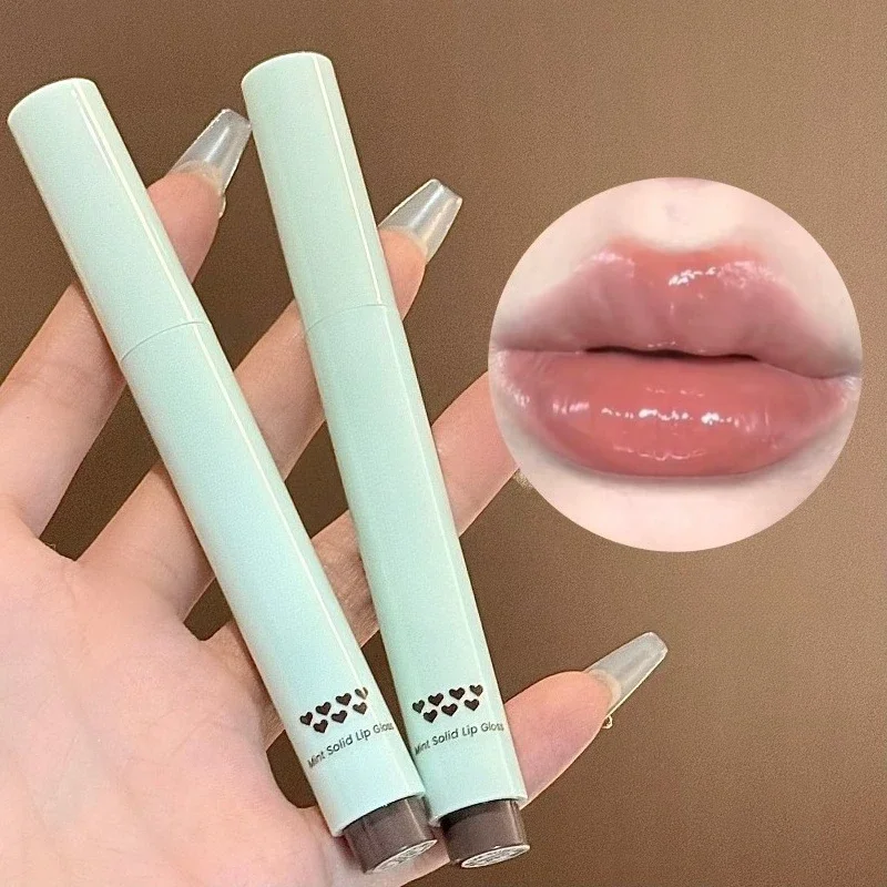 4色展開 ソリッドリップグロススティック ミント ノンスティッキー グラスシャイン リップバーム 保湿 ウォーターライト リップスティック ティント ナチュラルルック メイクアップ