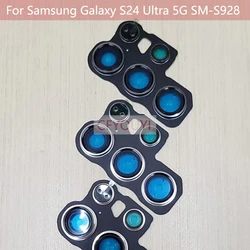 For Samsung Galaxy S24 Ultra 5G S928 Rear Camera Lens Cover Glass Len with Plate Frame Cover Replacement Part - Silver Color