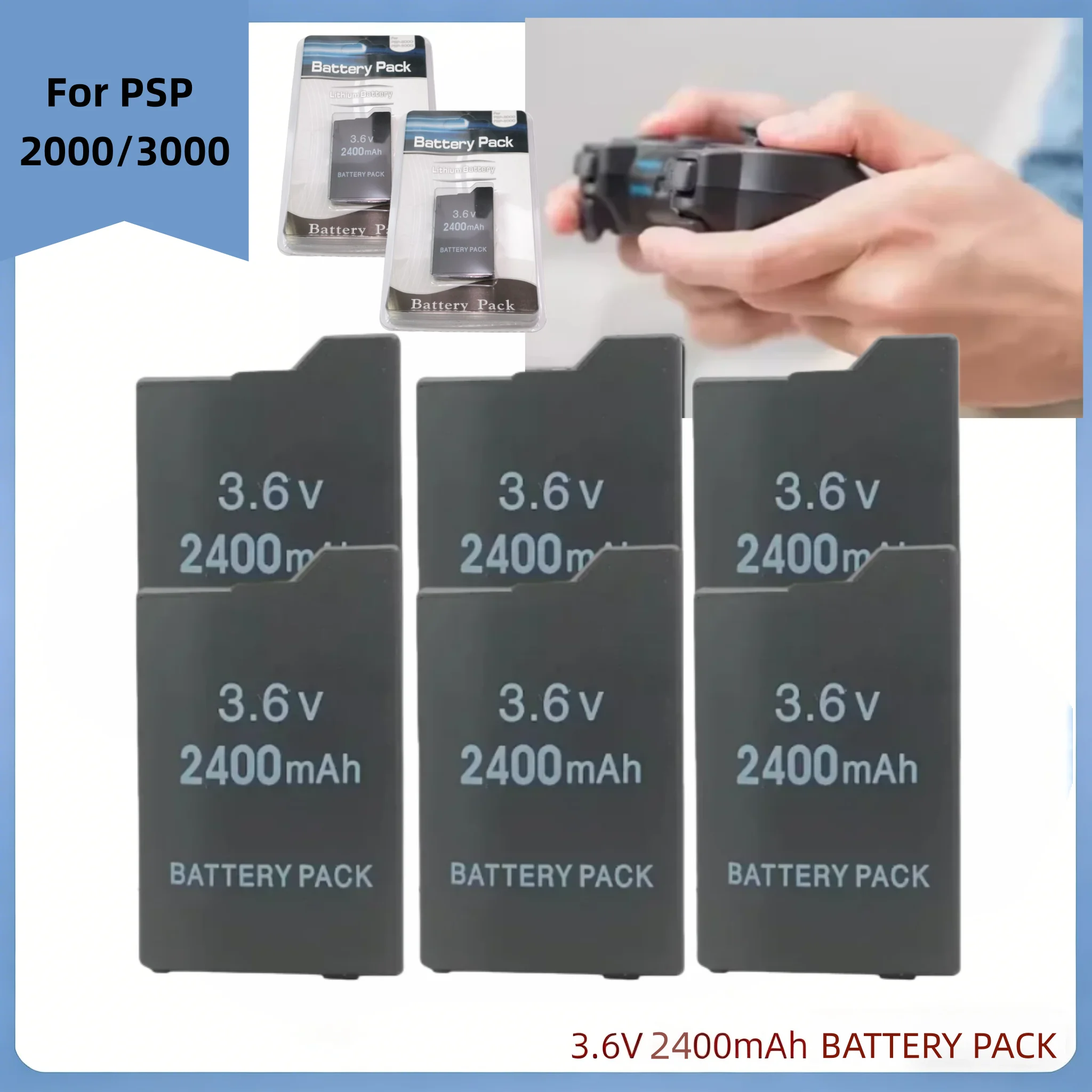 

Hot 3.6V For PSP 2000/3000 2400mAh Rechargeable Lithium Battery Pack for PSP 1000 PSP-S110 2400mAh Lithium Batteries