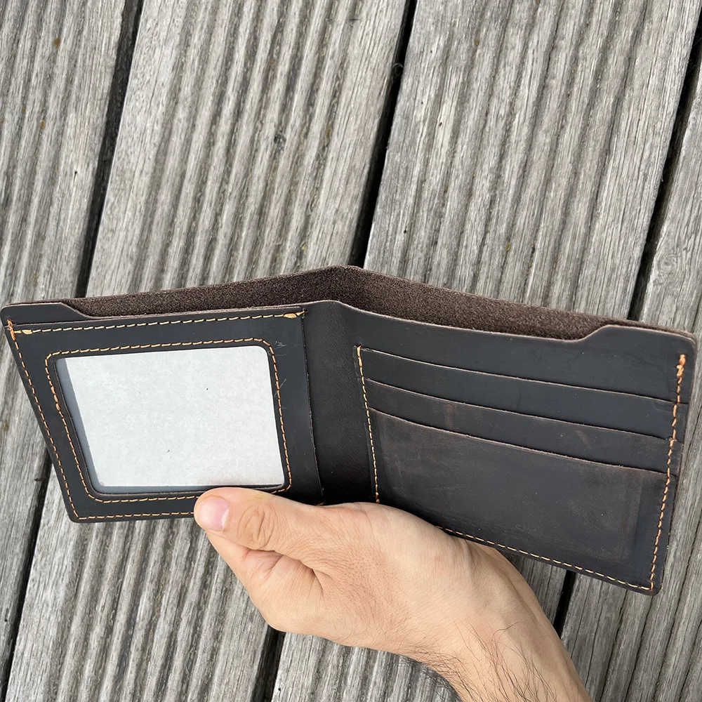 Portfel męski ze 100% skóry bydlęcej Cienki męski portfel składany dla mężczyzn Karty Zdjęcie Męskie portfele designerskie — zdjęcie 4