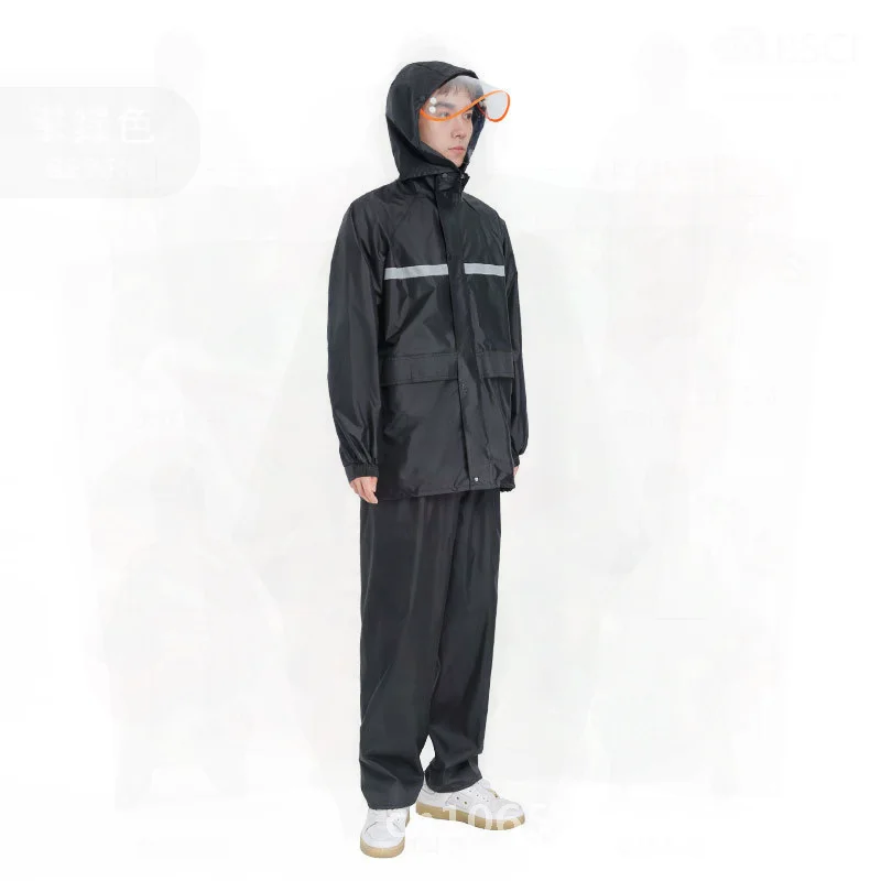 

Unisex Adult Raincoat Rainpants Set Waterproof Reflective Double Split Design Chunya Textile for Motorcycle Electric Scooter