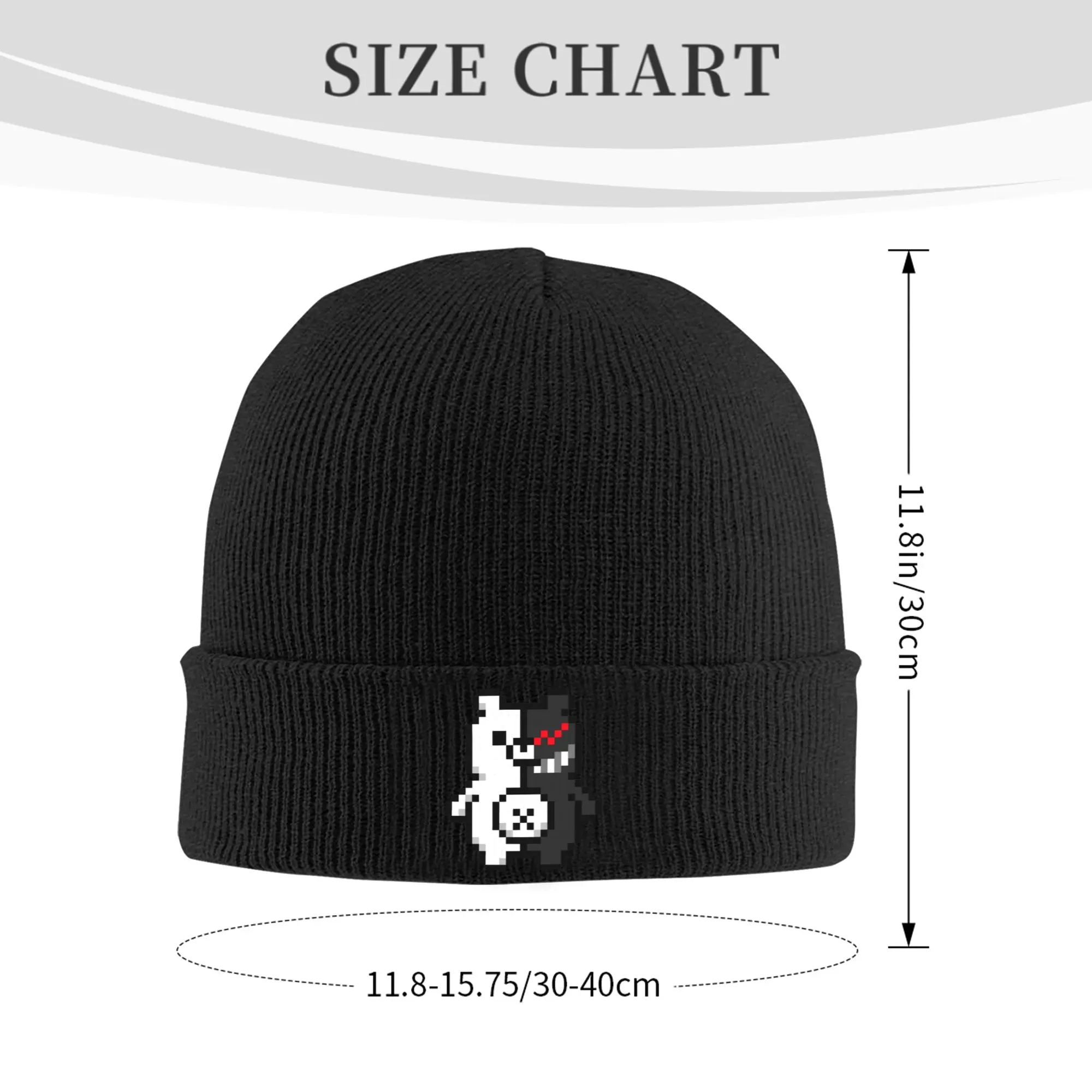 Pixel Monokuma Knitted Caps for Women Men Beanie Autumn Winter Hats Acrylic Danganronpa Anime Crochet Cap