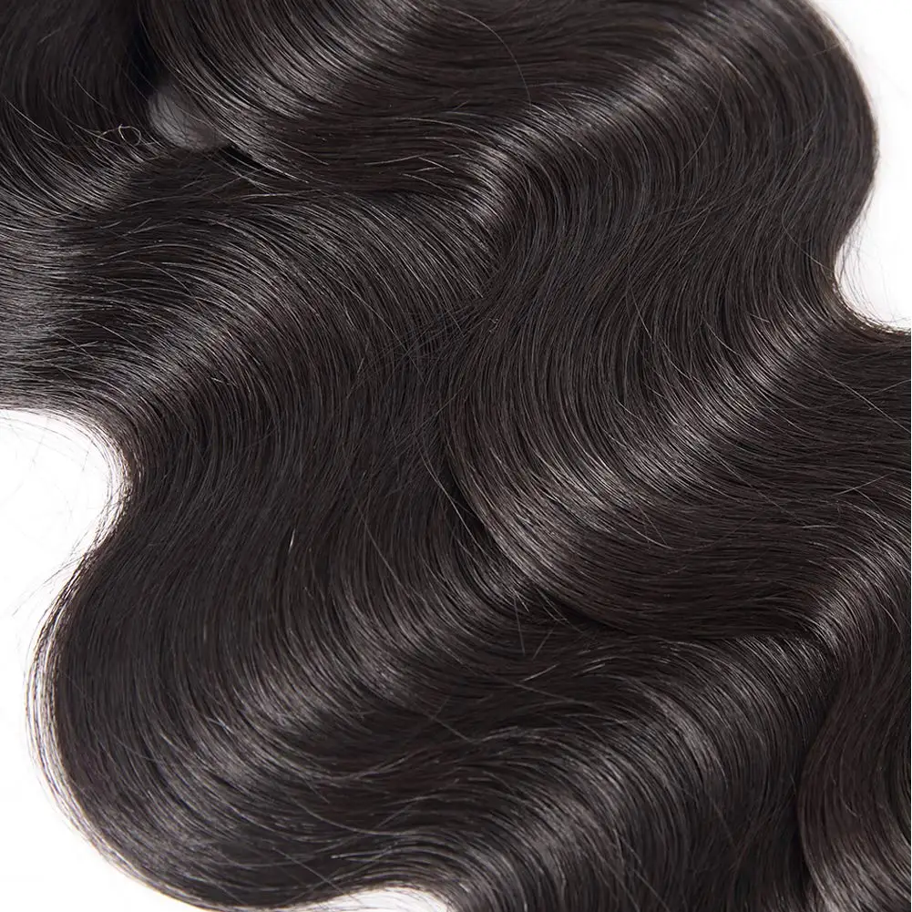 Swupod Body Wave Remy Brazilian Weaving Human Hair Bundle for Women Sample Natural Black Color Machine Double Weft