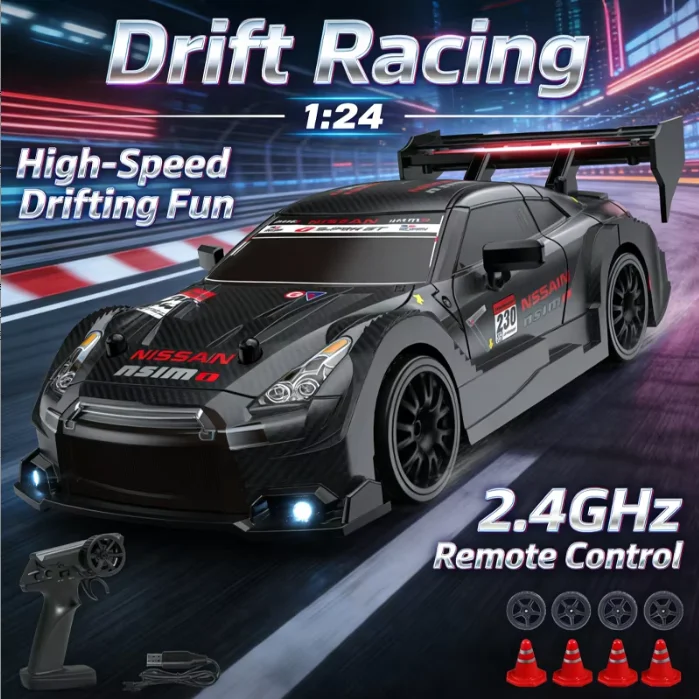 1:24 Scale Remote Control Drift Cars 2.4GHz 4WD Off-Road Racing with LED Lights 30km/h High-Speed RC Vehicle Ideal Gift for Kids