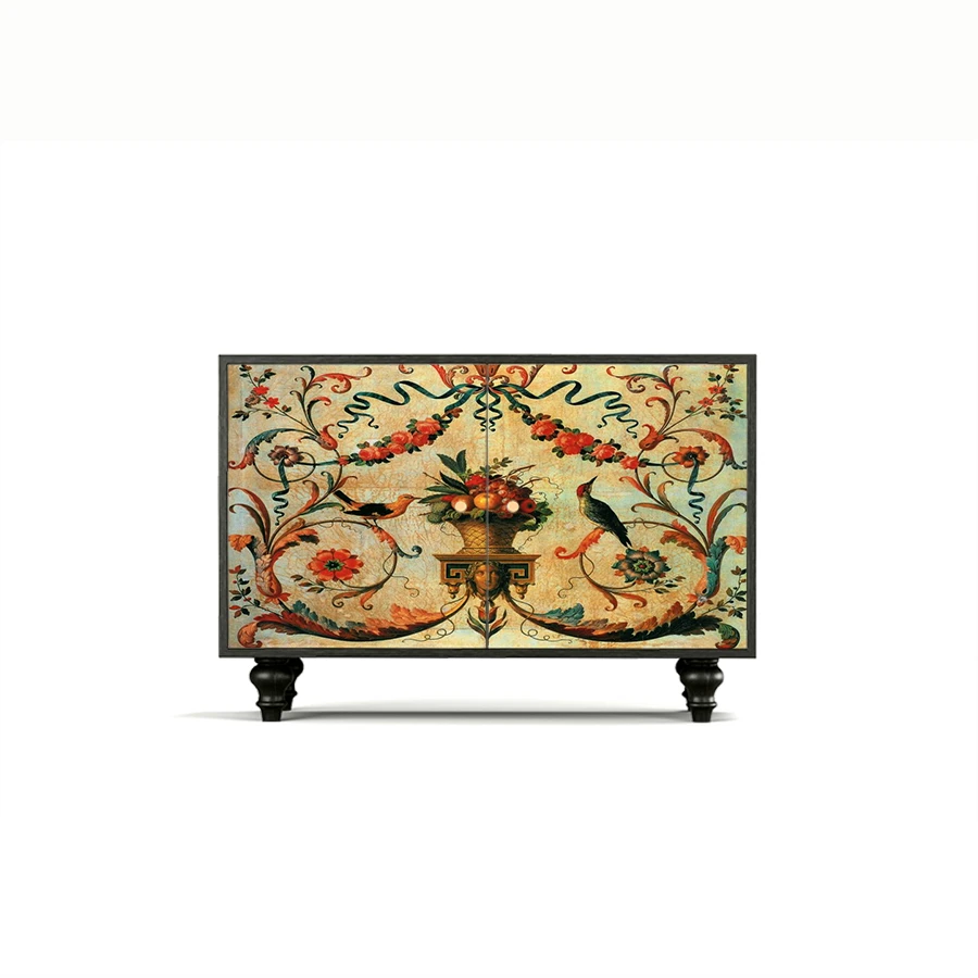 

Oriental aesthetics solid wood lacquer painting cabinet household living room tall storage cabinet study wall storage cabinet