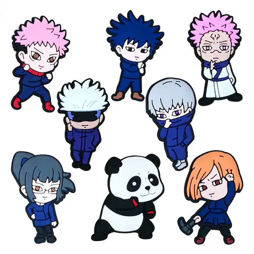 7-8pcs/set Cartoon Popular Anime in Japan Shoe Buckle Sandals DIY Accessorie PVC Detachable Clogs Pins Decor Kid Xmas Party Gift