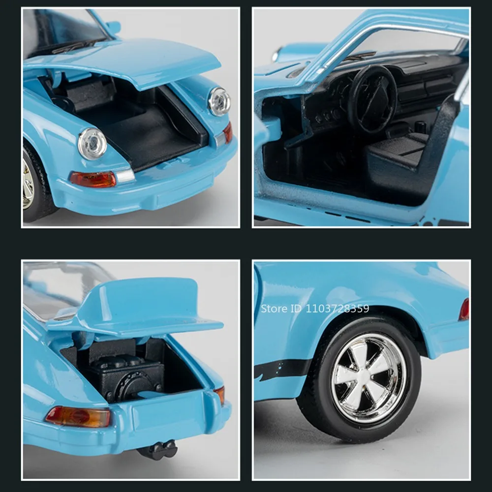 1:36 911 Carrera 1974 Turbo 1978 ของเล่นรถยนต์โลหะผสมDiecastเสียงประตูเปิดดึงกลับMiniยานพาหนะสําหรับของขวัญเด็ก