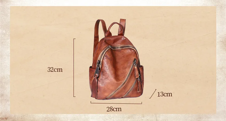 2020 large-capacity retro leather backpack women\'s bag handmade soft leather first layer cowhide casual school backpacks female