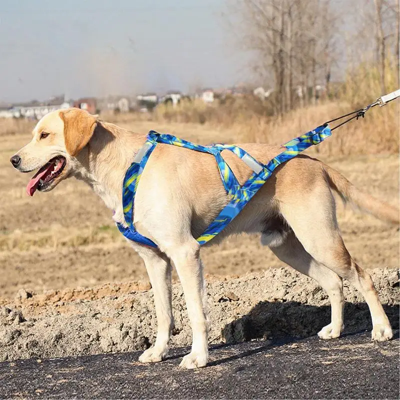 Dog Sled Harness Adjustable Dog Chest Harness Reflective Dog Harness Outdoor Dog Rope Flexible Dog Training Rope for Sledding