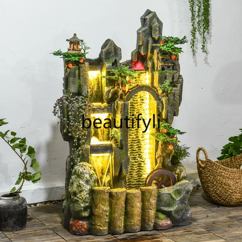 FG11Rockery flowing water fountain ornament water curtain wall living room water feature fish pond creative home decoration