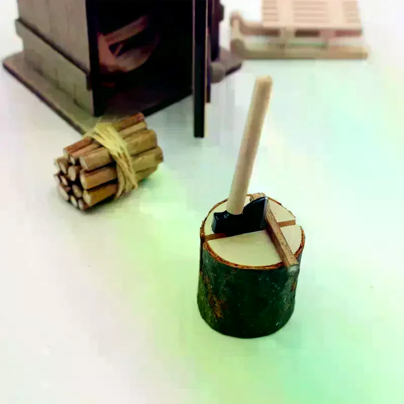 1/3Pcs New Fashion 1:12 Dollhouse Simulation Miniature Field Chicken Nest Axe Woodcutting Countryside Toilet Decoration