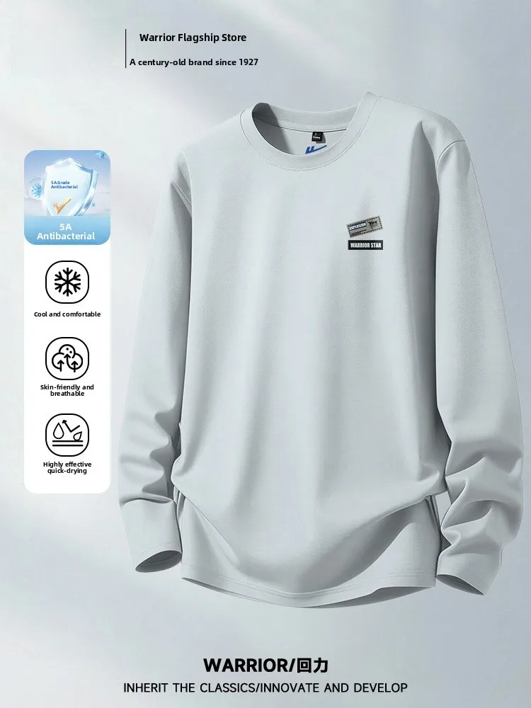 

Warrior American Sle Casual Sport T-irt Men's Qui Dry Long Sve Spring Summer Thin Loose Breathable Fitn Top S