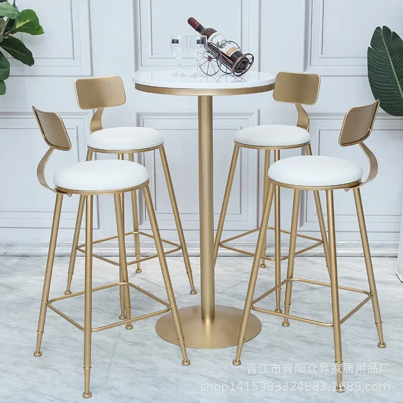 Nordic Solid Wood Bar Table and Chair Set Round High Top Coffee Shop Wrought Iron Leisure Bistro Pub Furniture Customizable