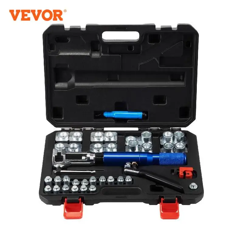 VEVOR Hydraulic Expanding and Double Flaring Tool Kit 45° Soft HVAC Copper Tube Expander 3/16in to 1/2in Brake Flare Repair Tool