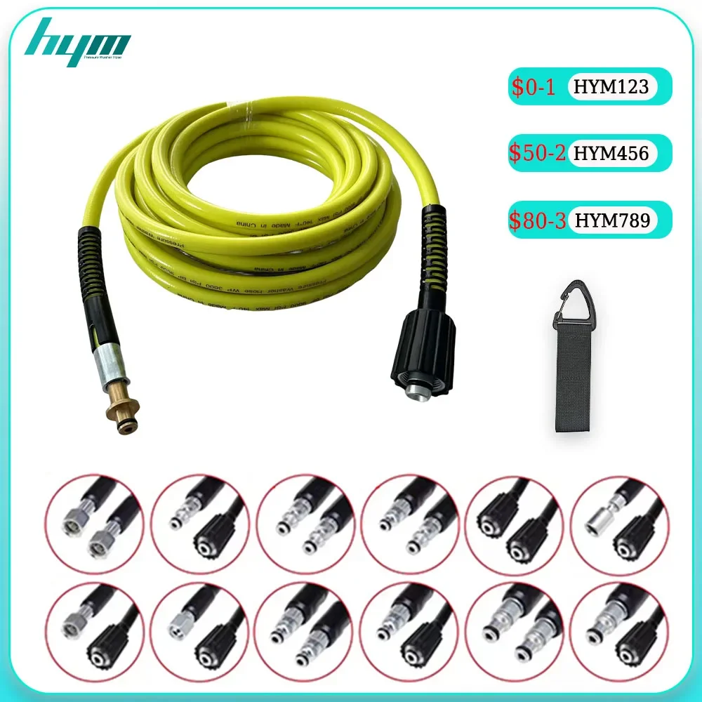 Pressure Washer Cleaning Hose Pipe Cord Extension Hose Super Flexible Kink Resistant Power Washer Hose for Karcher Bosch Black