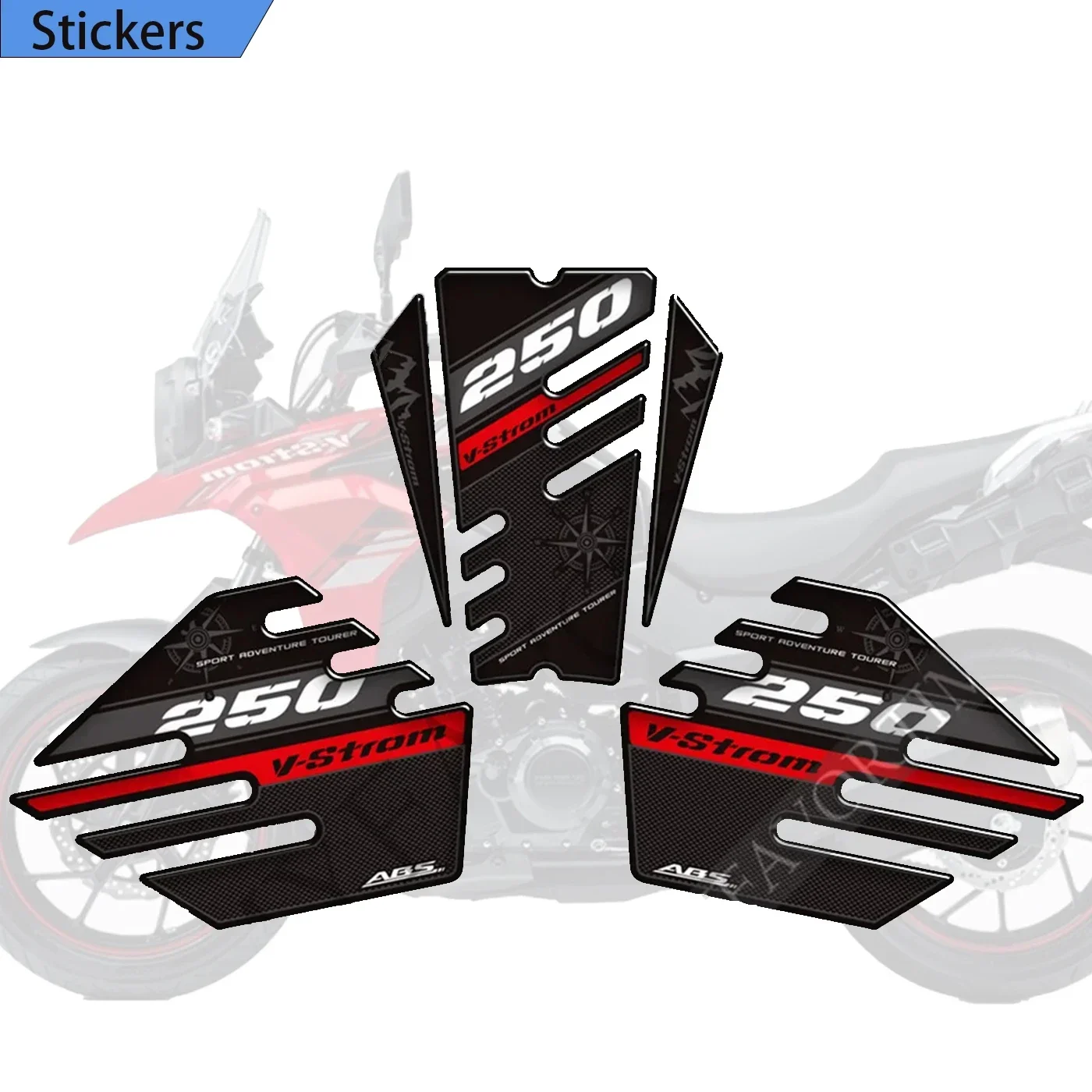 فستروم 250sx لسوزوكي فستروم DL 250 SX 250SX مغامرة خزان وسادة واقية القبضات ملصقات الغاز زيت الوقود عدة الركبة