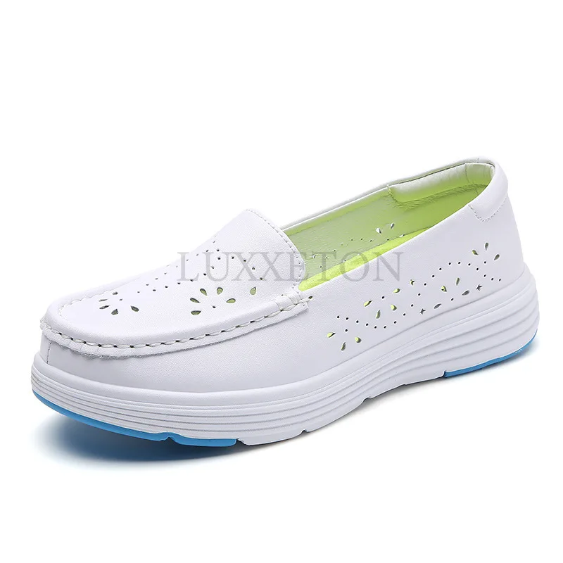 Summer New All Match Female Nurse Shoes Shallow Mouth Breathable Non Slip Soft Sole Non Tiring Feet Medical Work Shoes