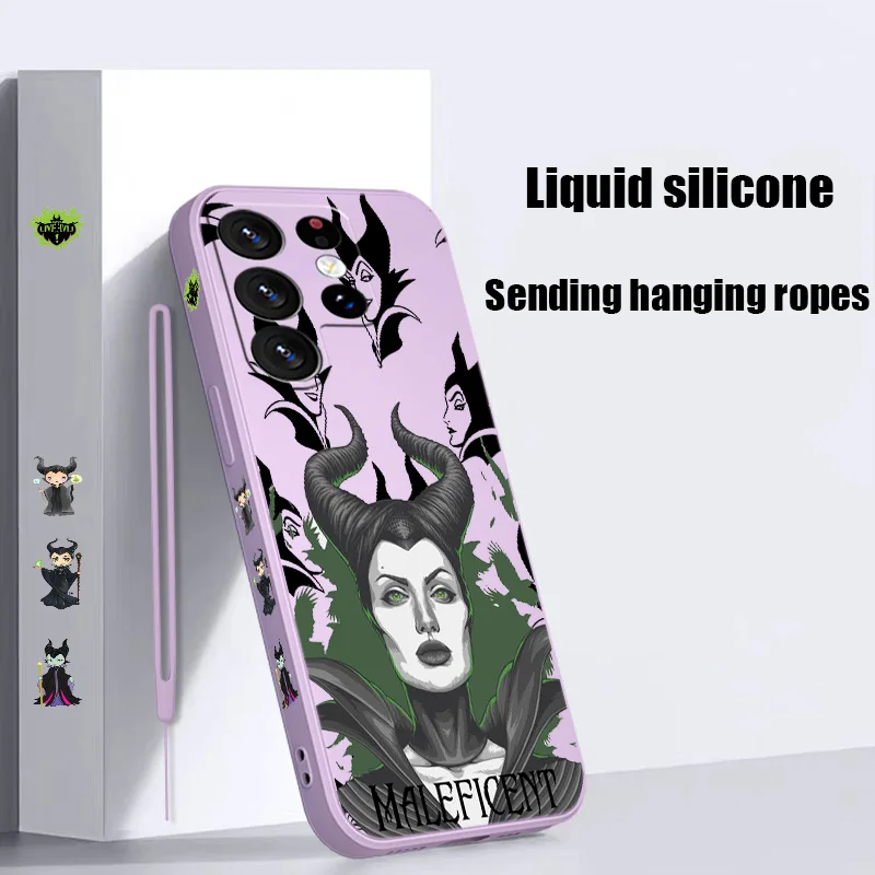 Disney Maleficent Liquid Left Rope Phone Case For Samsung S10 S20 S21 S22 S23 S24 S10e Plus Lite Ultra FE Shell Soft Cover Capa