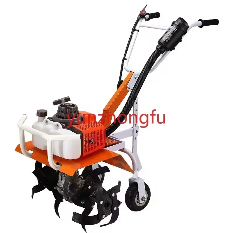 Gasoline Ditching Rotary Cultivator Weeding Agricultural Multifunctional Micro-tiller Small Plough Soil Turning Household