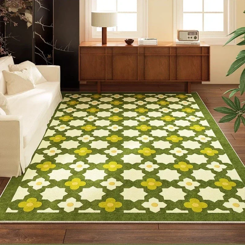 

Retro Green Oversized Area Rug for Living Room Bedroom Machine Washable Non-Slip Soft Floor Mat Home Decor