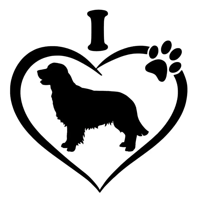 Personality I Love My Golden Retriever Car Sticker Vinyl Animal Motorcycle Decoration Accessories, 10cm