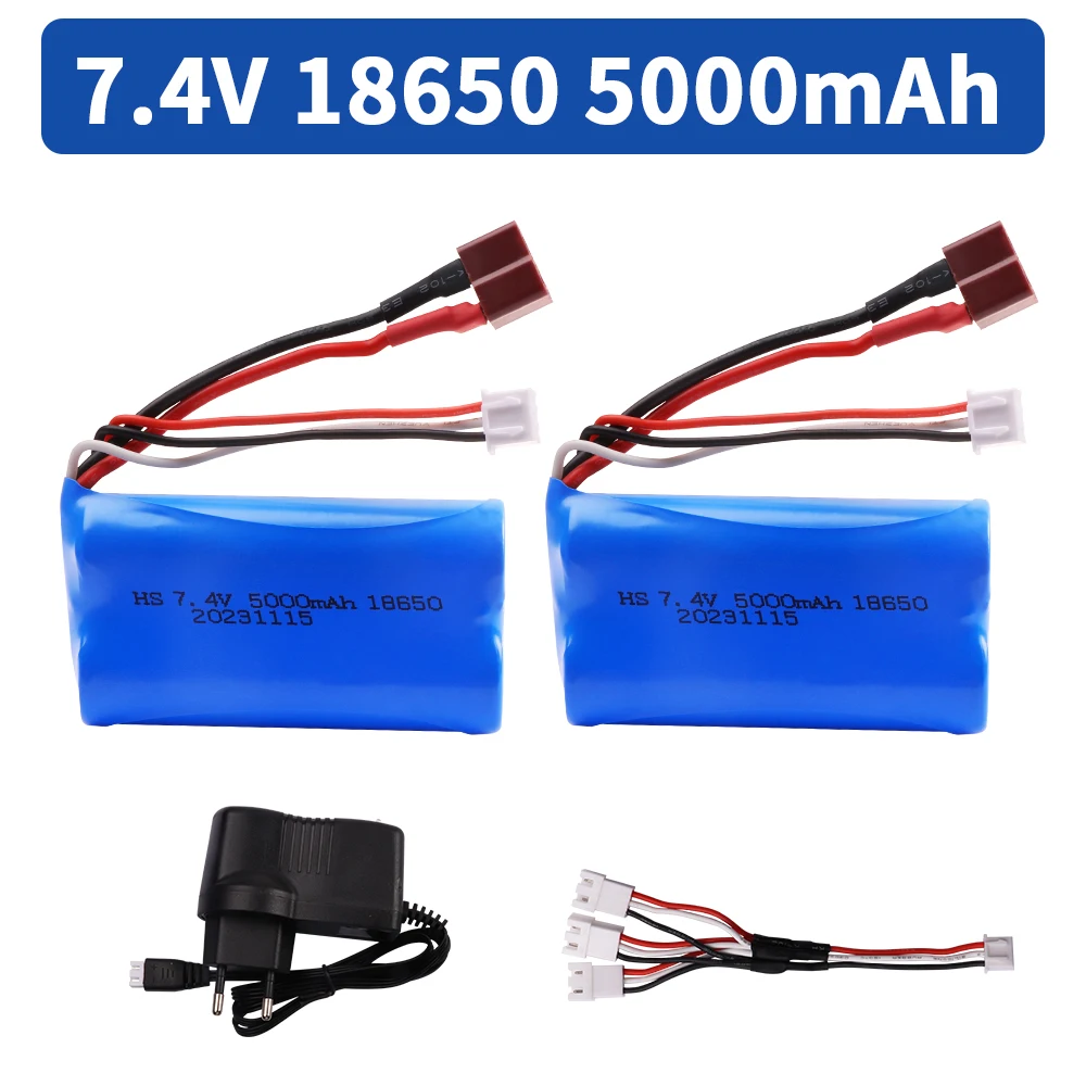 7.4V 18650 5000mah 20C Battery For Wltoys 144001 A959-B A969-B A979-B K929-B 12428 12423 10428 RC Car Spare Parts 2S lipoBattery