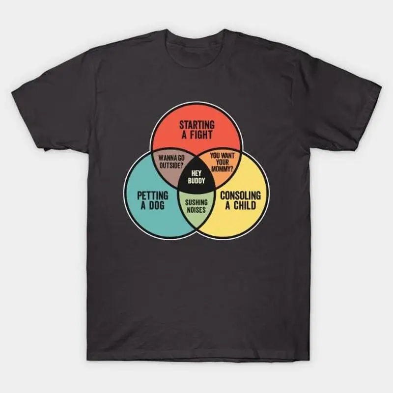Divertido diagrama de Venn iniciando una camiseta de lucha para perros y consoladores para niños