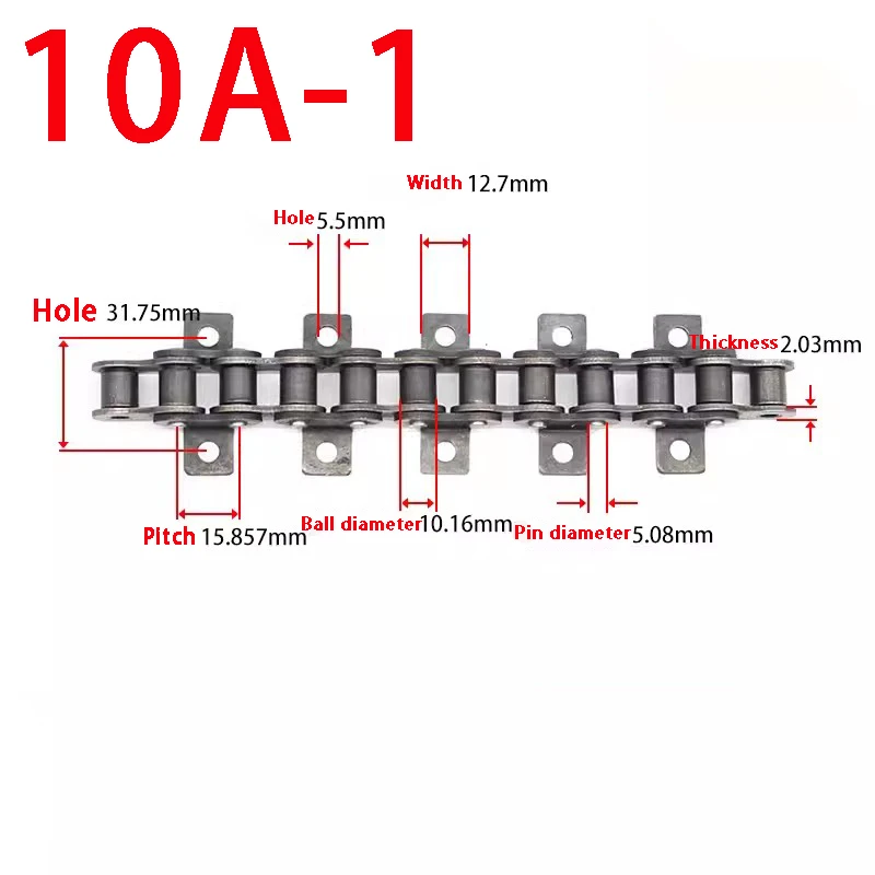 

1PC 1.5 Meter Single Row Short Pitch Roller Drive Chain Industrial Transmission Chain 10A-1